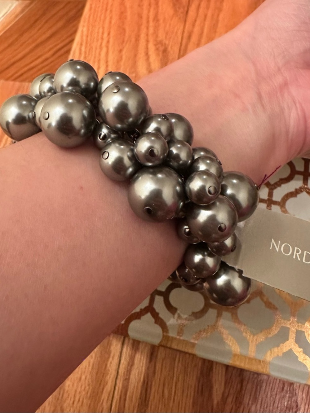 Nordstrom Metallic Gunmetal Cluster Stretch Bracelet